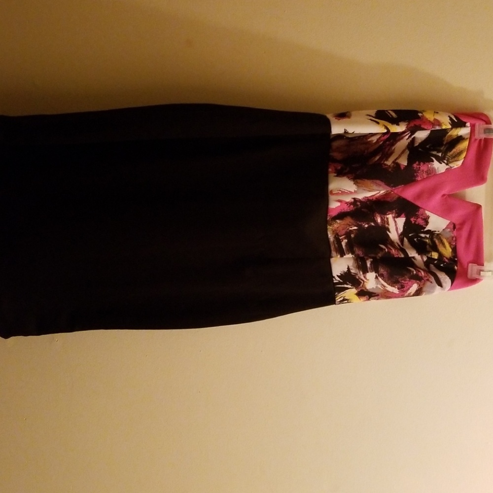 body con pink and black abstract print dress